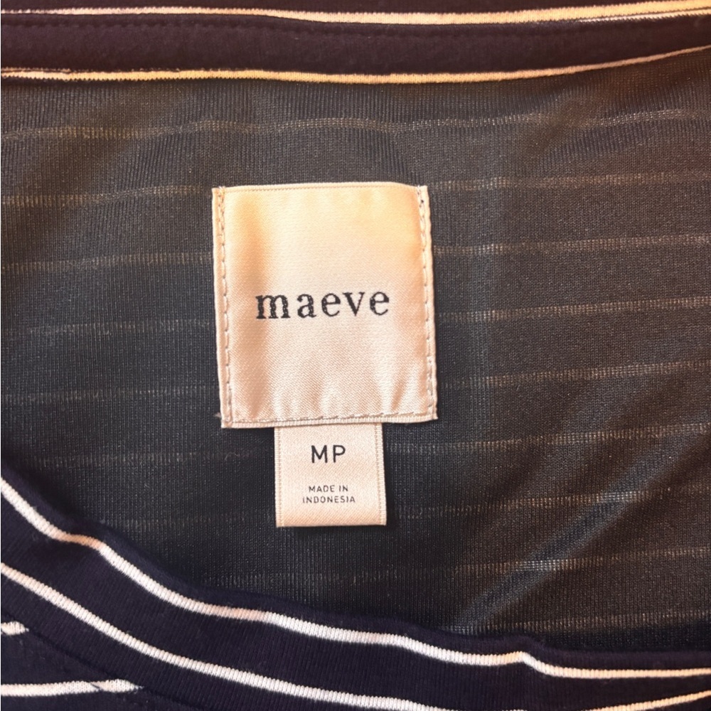 Maeve Anthropologie Short-sleeve Tee Navy White Striped Women’s Size Medium M - Picture 4 of 6